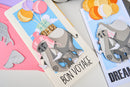 Card with a hippo illustration and 'Bon Voyage' text on a colorful background