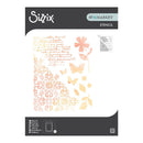 Sizzix stencil with floral and butterfly design on a white background