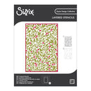 Sizzix layered stencils packaging with floral design on a white background