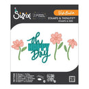 Sizzix stamps and thinlits set with floral design and 'Happy Day' text on packaging