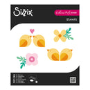 Sizzix stamp set with birds and flowers on a white background