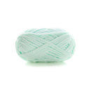 Light blue skein of yarn on a white background