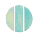 Round ceramic tile with a blue and white striped design on a white background