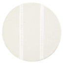 Round white rug with a textured surface on a white background