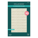 Spellbinders 3D embossing folder with geometric pattern on a green and white background