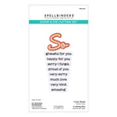 Spellbinders stamp and die cutting set packaging with text and branding.