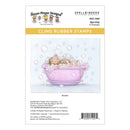 Cling rubber stamp set by Spellbinders featuring a bear in a bathtub with bubbles, branded by House Mouse Designs.