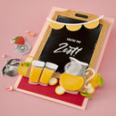 Decorative sign with lemon-themed design and text on a pink background