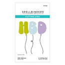 Spellbinders cutting dies packaging with 'HBD' balloons design on a white background