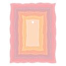 Decorative pink and yellow border with white stitching on a white background