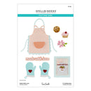 Spellbinders cutting dies packaging with apron, mittens, and cookie die cutters on a white background