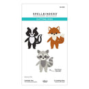Spellbinders paper arts cutting dies packaging with illustrations of a badger, fox, and raccoon.