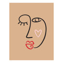 Abstract face illustration on a brown background