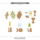 Set of containers and foliage designs by Spellbinders on a white background