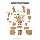 Garden planter set with flowers and pots by Spellbinders on a white background
