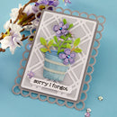Card with floral design and 'sorry I forgot' text on a blue background