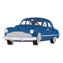 Blue vintage car on a white background
