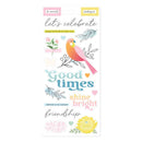 Decorative card with motivational phrases and colorful illustrations on a white background