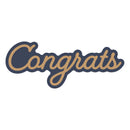 Decorative text 'Congrats' with a blue outline on a white background
