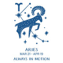 Blue Aries zodiac sign with constellation on a white background