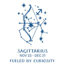 Zodiac sign of Sagittarius with constellation and dates on a white background