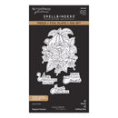 Spellbinders die set packaging with floral design and text on a black background