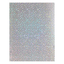 Silver glittery paper with a subtle pattern on a white background
