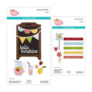 Spellbinders cutting dies with 'hello sunshine' and 'Pink Lemonade Stand' designs on a white background.