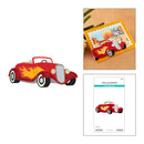 Red vintage car design with a cutting die template on a white background