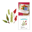 Set of nature-themed paper crafting items including leaves and berries with a card and Spellbinders packaging.