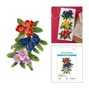 Floral cutting dies with packaging and a card featuring the design on a white background.