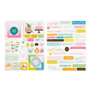 Collection of colorful stickers with various designs and text on a white background