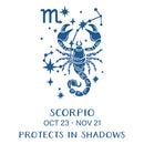 Blue Scorpio zodiac sign with constellation on a white background