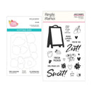 Set of stamp and die components from Pink Lemonade and Simple Stories on a white background