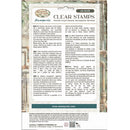 Package of clear stamps with text and design elements on a white background