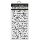 Stamperia Media Stencil with floral and text design on a white background