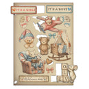 Decorative set with baby-themed illustrations including teddy bears, a rocking chair, and text indicating 'It's a Girl!' and 'It's a Boy!'.