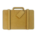Kraft paper suitcase-shaped board with a tag on a white background