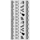 Decorative border with musical symbols and patterns on a white background