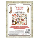 Packaging of Stamperia Oriental Garden Ephemera with illustrations and text.
