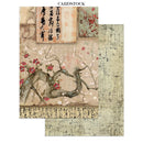 Two pieces of cardstock with floral and script designs on a white background.