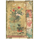 Decorative notebook cover with floral and nature-themed design on a beige background