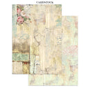 Two pieces of cardstock with vintage design elements on a white background.