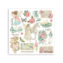 Sheet of stickers with fairies, unicorns, flowers, and motivational phrases on a white background.
