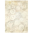Beige circular patterned rug on a white background