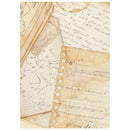 Vintage-style document with handwritten text and a feather quill pen.