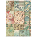 Patchwork of various floral and nature-themed patterns on a white background