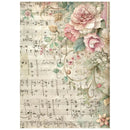 Sheet music with floral design on a white background