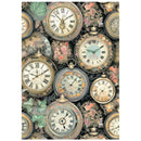 Vintage clock design with floral elements on a black background