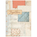 Decorative paper with text 'Together' and various patterns on a white background
